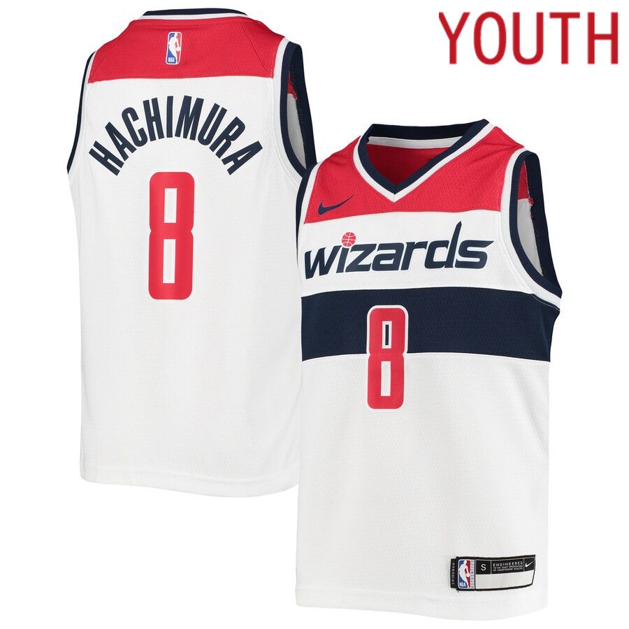 Youth Washington Wizards #8 Rui Hachimura Nike White Swingman NBA Jersey